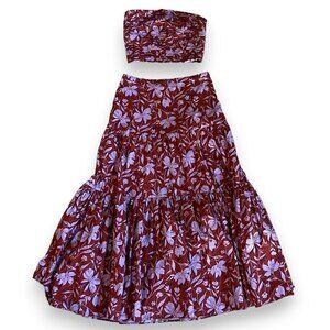 Wayf Bandeau Maxi Skirt Set Dress Crop Top Floral Large